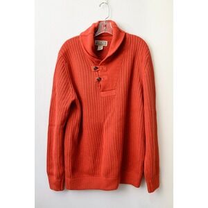 Duluth Trading Sweater L Tall Red Brown Cotton/Wool Cowl neck pullover